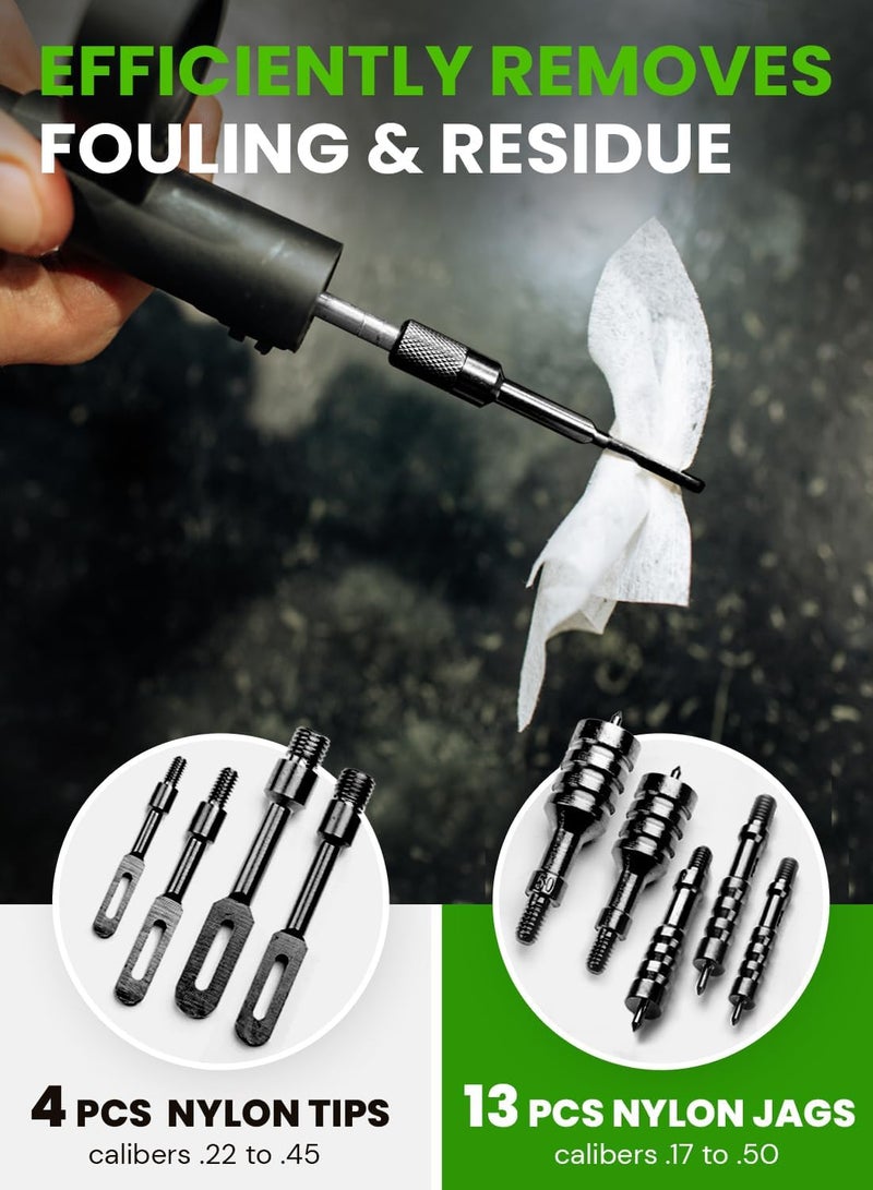 REPSUPPLEMENTS Universal Gun Cleaning Kit for All Guns - Portable Gun Cleaning Kits for Handguns and Rifles, Shotgun, Airsoft - Incl. Stainless Steel Rods, Brass Jags, Gun Cleaning Patches, Cleaning Swabs - Image 2